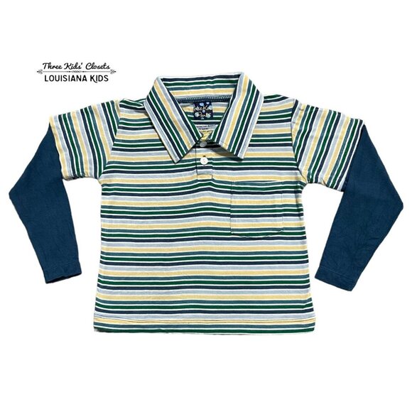 Kickee Pants 18-24m Bamboo Striped Layered Polo Shirt - Picture 1 of 5